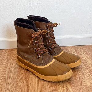 Mens Vintage Sorel Kaufman Power Premium Winter Boots Leather WOOL Liner Size 12